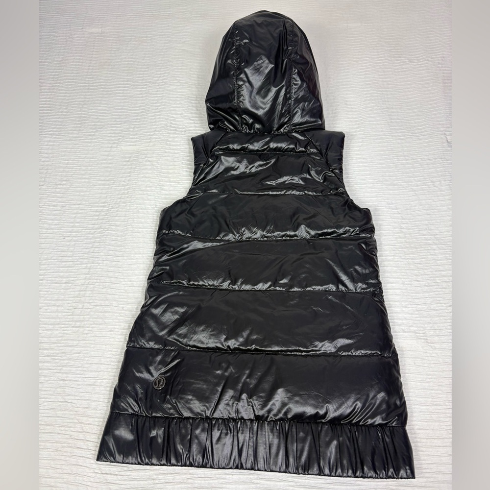 lululemon athletica Shiny Black Hooded Vest - Picture 2 of 12
